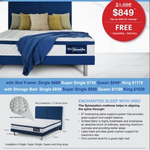 Mattress & Bed Frame/Storage Bundle (Viro Spinesation)