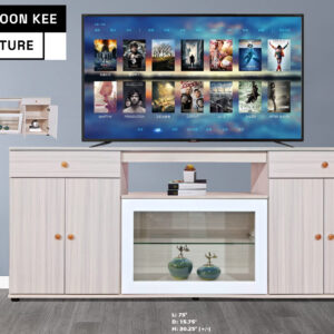 TV Console (1 Glass Display, 2 Drawers, 2 Storage)